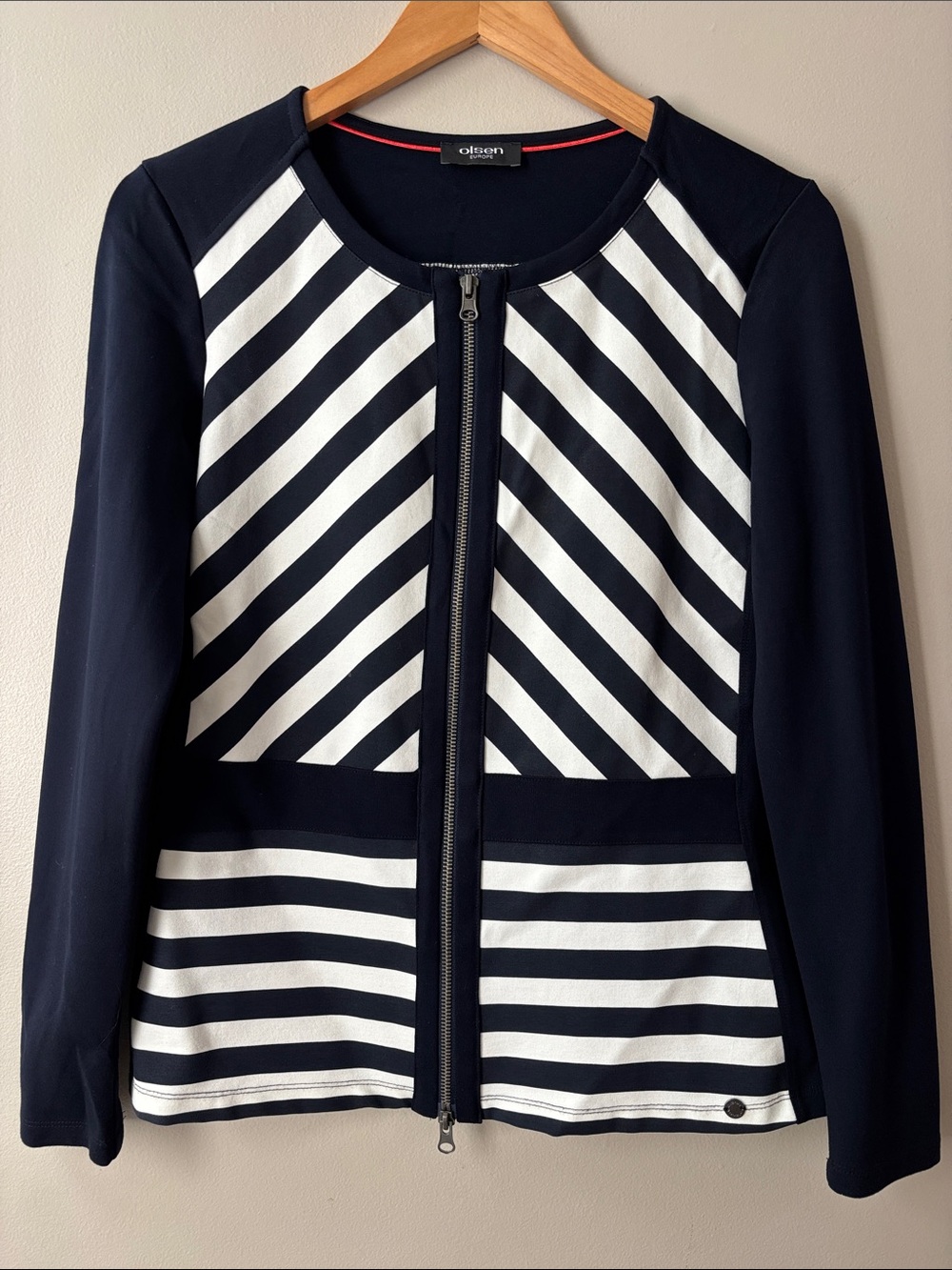 Olsen Navy and white stripe jacket